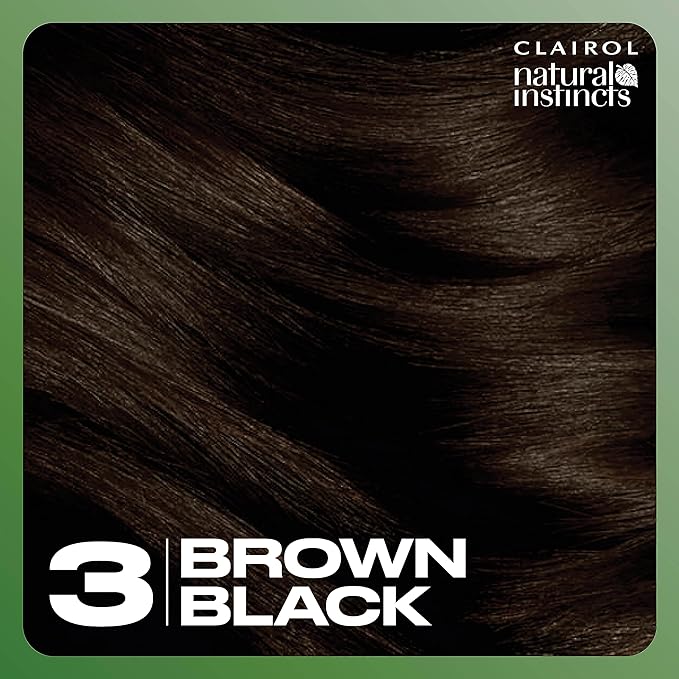 Clairol Natural Instincts Demi-Permanent Hair Dye, 3 Brown Black Hair Color, Pack of 1