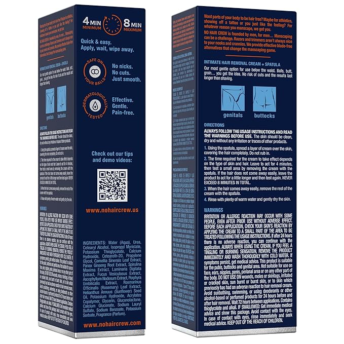 No Hair Crew | Intimate & Body Male Hair Removal Cream Bundle | Painless, Flawless, Soothing Depilatory for Manscaping Unwanted Coarse Male Hair