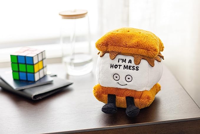 Punchkins S'Mores Plushie - I'm A Hot Mess Sassy Smores Plush, Gift for Chocolate Lovers, Food Plush Toy for Gifting