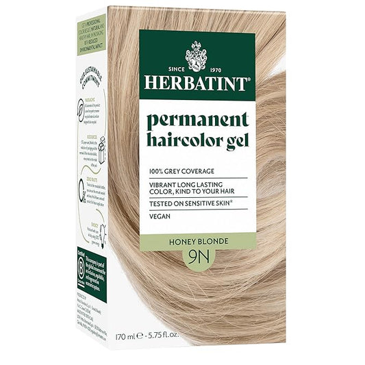 Herbatint Permanent Hair Dye For Women - 9N Honey Blonde - For Up To 100% Gray Coverage of Resistant Gray Hair - Ammonia-Free, Alcohol-Free & Vegan - Salon Influenced Hair Color 5.75 fl oz