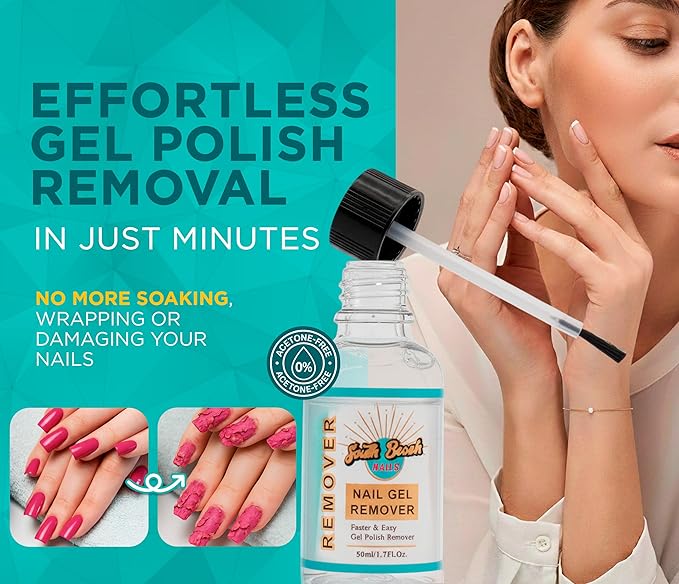 South Beach Nails Gel Nail Polish Remover 15ml – Professional Gel Nail Remover for Easy Peel Off – Acetone-Free Fast Gel Remover for Nails Soak Off – Nail Polish Remover for Gel Nails at Home Salon