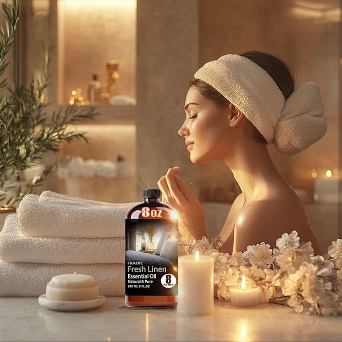 Fresh Linen Essential Oil, Fresh Linen Oil 8 Fl Oz 240ML for Diffuser Humidifier Yoga Cleaning DIY Candle Soap Making Perfume Gift for Women Fragrance Oils