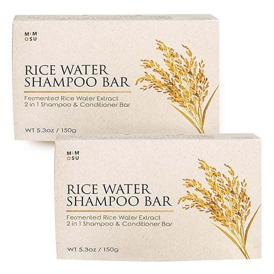 mimosu Fermented Rice Water Shampoo Bar – 2-Pack pH Balanced Unscented Solid Shampoo for hair growth, Nourishing, Eco-Friendly Korean Hair Care for Sensitive Scalp