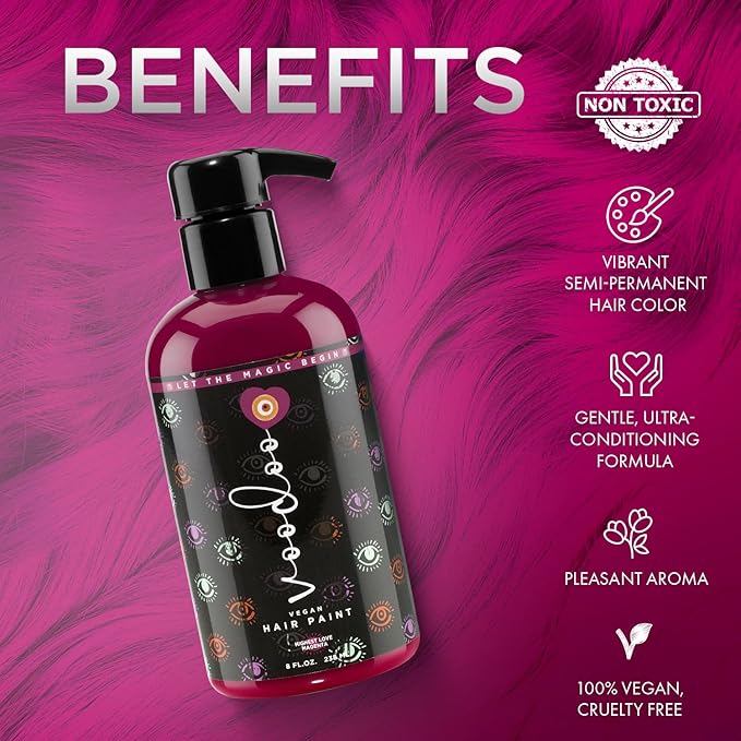 MOEHAIR Semi-Permanent Hair Color | Dark Blue Hair Dye 8 Oz | No Ammonia, Sulfate or Paraben | Vegan & Cruelty-Free | Voodoo Serenity Blue Hair Color (Magenta)