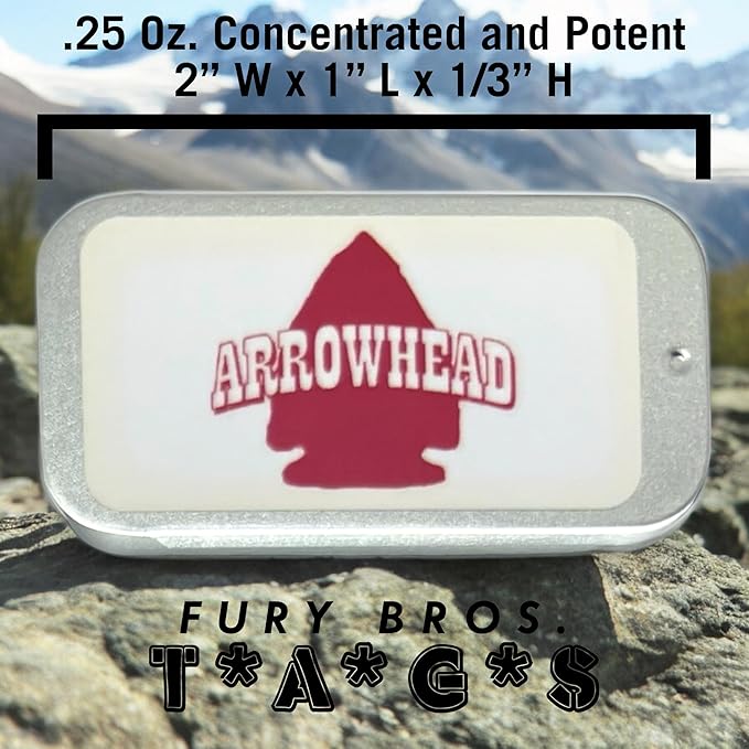 FURY BROS. TAGS Men’s Solid Cologne | Arrowhead | Smoked Tonka & Pipe Tobacco | Beeswax Grapeseed Oil Fragrance | Made in USA | Travel Size .25 oz