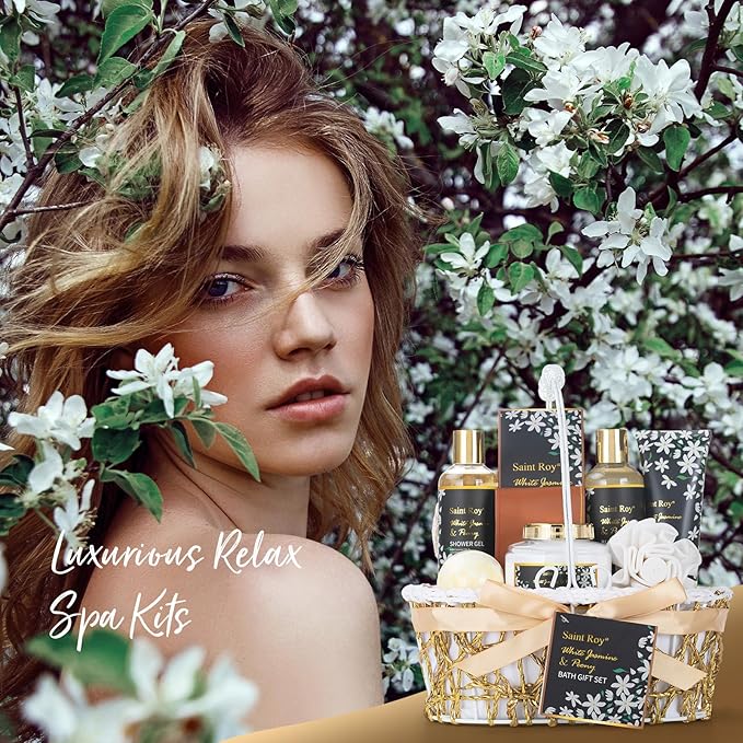 Spa Gift Basket Set for Woman, Bath and Body Gift Basket for Women Gifts Valentines Gifts Christmas Gifts for Women, Beautiful Teen Girl Birthday Gifts, Bath Kit Gift for Mothers Day