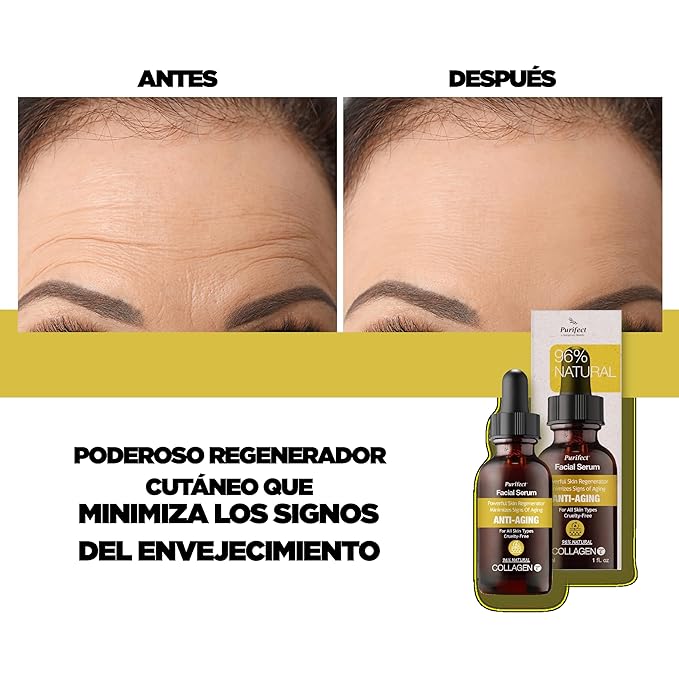 Purifect Collagen Serum for Face - Anti Aging, Firming & Plumping with Vitamin E & Ceramide NP – Made in USA | 7 Collagen Types, Face Tightening and Lifting for brighter, more radiant skin 30 ml