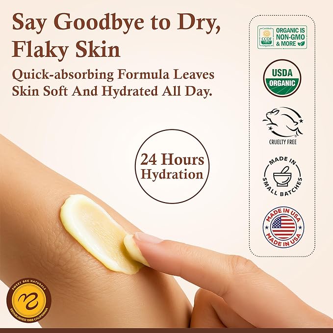 Sweet Bee Magic All In One Healing Organic Balm - Natural Skin Healing Cream, Beeswax Balm for Dry Skin, Face & Body Moisturizer - Certified Organic, All Natural Aid - 6 Jars - (2oz Each, 12oz Total)