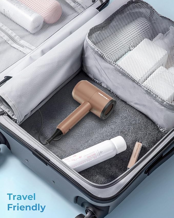 SHRATE Lightweight Ionic Hair Dryer with Diffuser - Powerful 1800W Blow Dryer for Fast Drying - Professional Low Noise Mini Hair Dryer for Travel, Gifts, Hair Styling