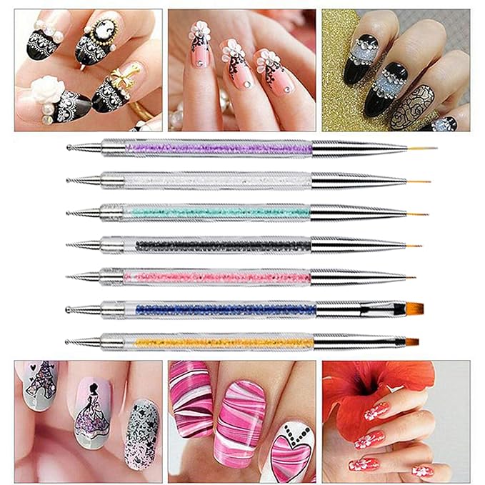 8 Pieces Designs Brushes for Nail Art Resin Palette Gel Design Nail Art Dotting Tools Nail Gel Painting Brush Mixing Palette Nail Art Equipment