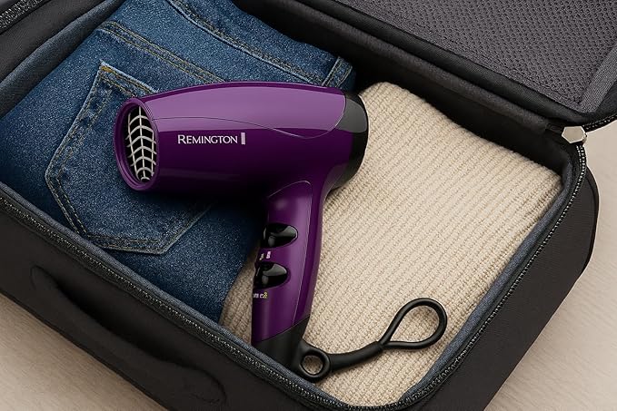 Remington Ionic Compact Hair Dryer, Travel Size, 1875 Watts, 3 Heat and 2 Speed Settings