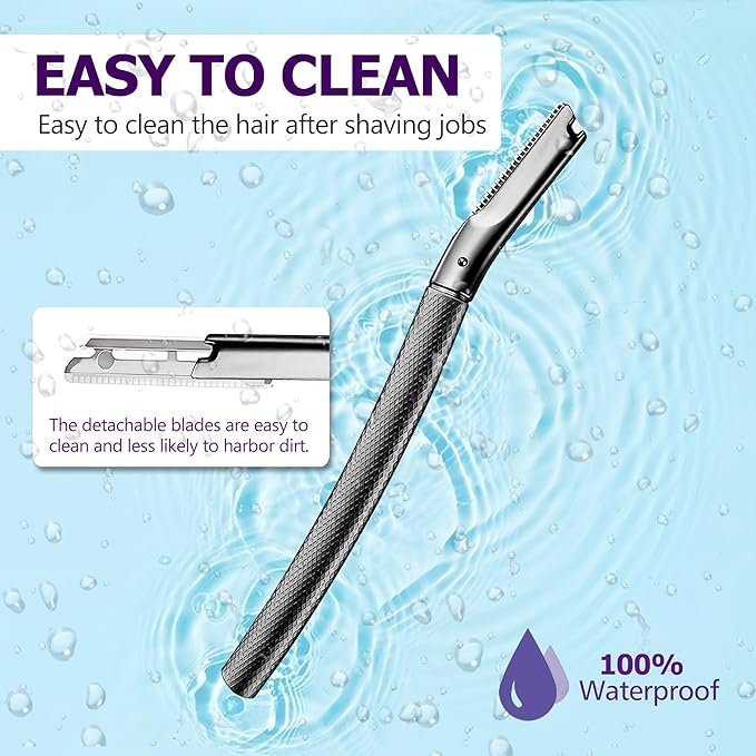 Eyebrow Razor with 16 Blades, Metal Razors for Women and Men,Dermaplane Razor for Women Face, Facial Hair Removal for & Eyebrow Hair Removal (Black)