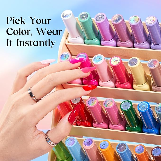 Beetles Winter Gel Polish Set – 36 Color Yellow Brown Pink Red Gel Polish Kit with Base Coat Glossy Matte Glitter Top Coat Soak Off UV LED Gel for Nail Art Manicure Salon DIY Gift for Women