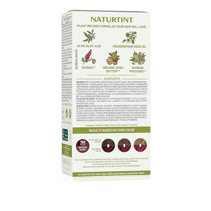 Naturtint 7M Mahogany Blonde Permanent Hair Color (Pack of 6), Ammonia Free, Vegan, Cruelty Free, up to 100% Gray Coverage, Long Lasting Results (Packaging may vary)