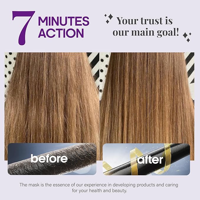 Deep Conditioning Hair Mask for Damaged & Dry – After Hair Relaxer Keratin Treatment for Curly & Color-Treated – Anti-Frizz & Split Ends Repair with Collagen, Biotin, Argan & Coconut Oils – 10 oz