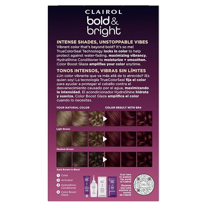 Clairol Bold & Bright Permanent Hair Dye, BR4 Fruits of the Forest Hair Color, Pack of 1