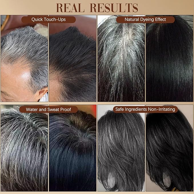 Hair Color Stick, Waterproof and Sweat-Proof Hair Dye Stick, Portable Color Touch-Up Hair Sticks With Comb, Cover Gray Hair Color Correction Sticks for Women & Men (02# Dark Brown)