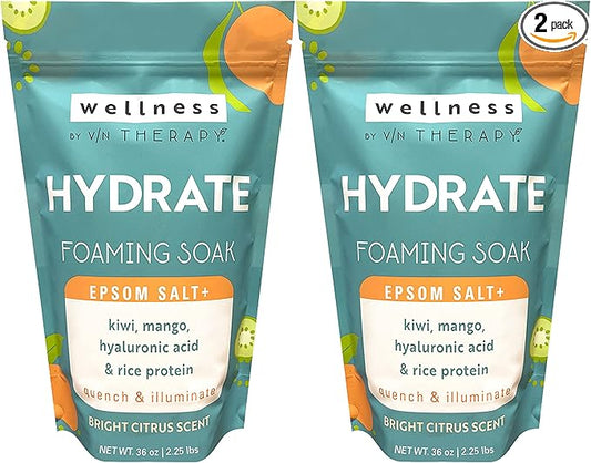 Wellness by Village Naturals Therapy, Hydrate Foaming Bath Soak, 36 oz, Pack of 2