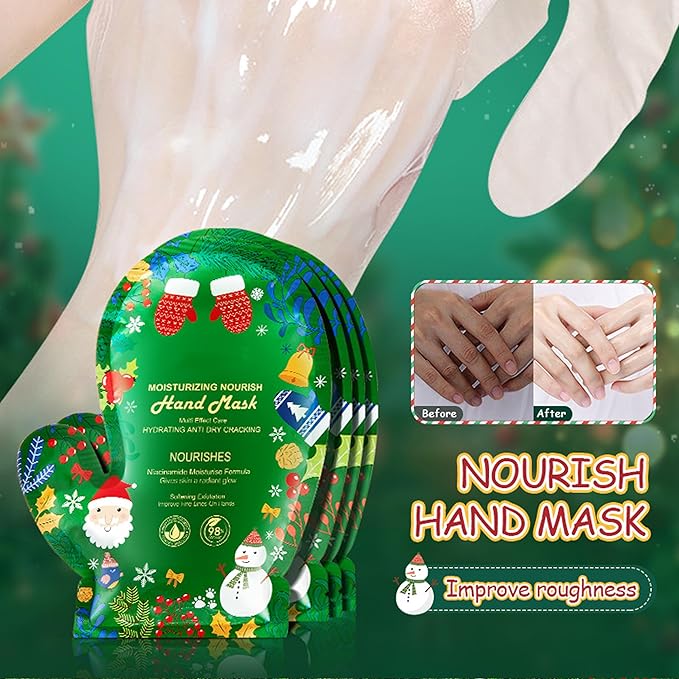 LAKSMI Christmas Hand Foot Masks Set for Women Teen Girls Selfcare Spa Stocking Stuffers Hydrating Repair Moisturizing Gloves Socks (10PCS)
