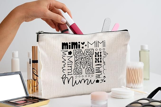 Mimi Makeup Cosmetic Bag - Mothers Day Gift for Grandma, Best Mimi Ever, Small Makeup Bag for Purse, Grandchildren Gift