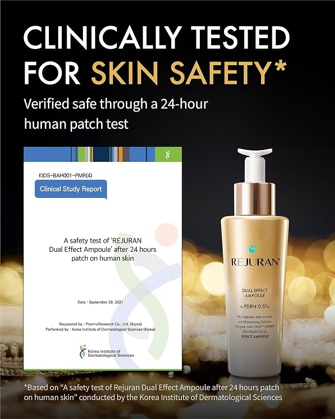 REJURAN® Dual Effect Ampoule, DOT DUAL c-PDRN® [Larger Size] - Salmon DNA Face Serum for Deep Rejuvenation, Wrinkle Care, Skin Elasticity with Visible Anti-Aging Results. Korean Skincare (1.69 fl oz)