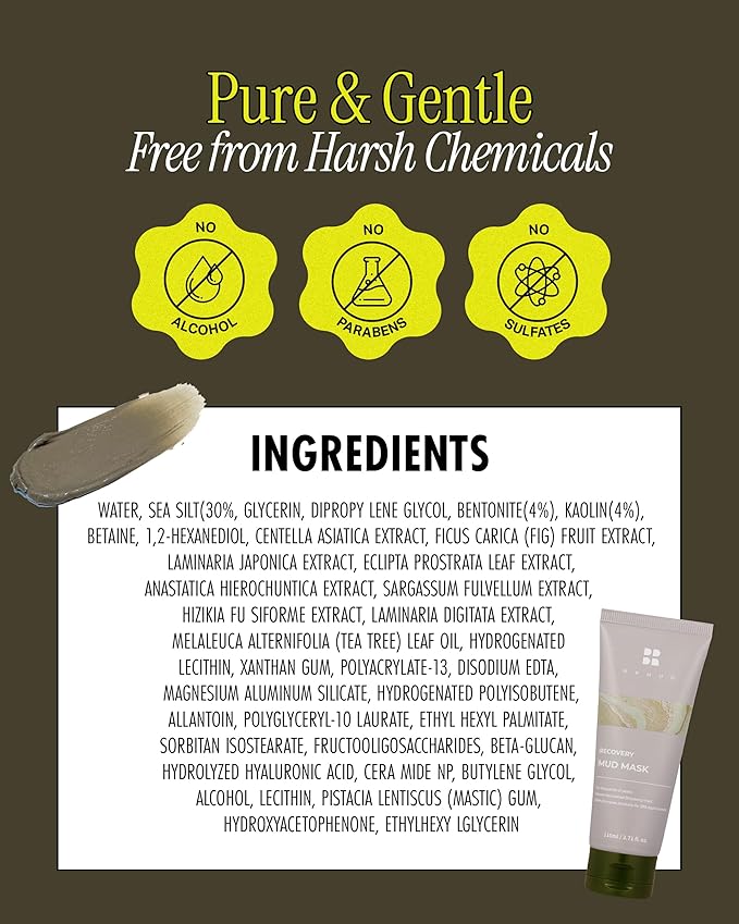 BRMUD Relief Mud Mask | Cardi B Mud Mask - Body Mud Hydrating & Moisturizing Deep Pore Cleanser Face & Body Mask w/ 91.8% Nature-Derived Ingredients - K Beauty Body Mud (3.72 fl oz)