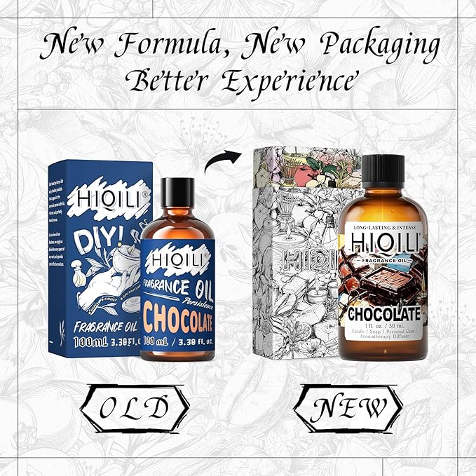 HIQILI Chocolate Fragrance Oil for DIY Candle, Soap & Bath Salts Making, Long Lasting Scents for Home Essential Oil Diffuser - 1 Fl Oz