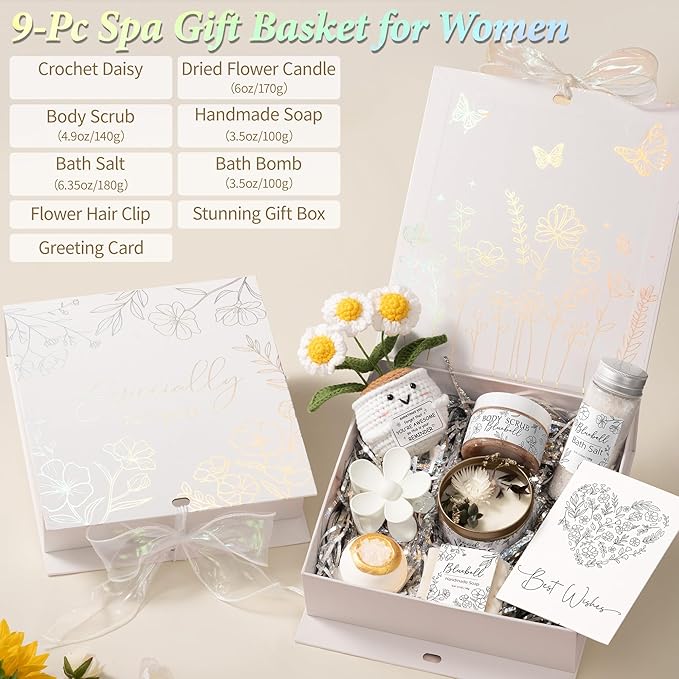 Spa Gifts for Women Bath Gift Set, BlueBell Relaxing Spa Gift Baskets Home Bath Set Self Care Kit Care Package Thank You Get Well Christmas Birthday Gifts for Women Mom Her Friends Sister Wife Grandma