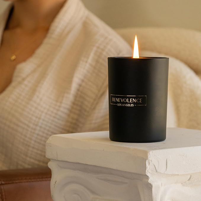 Benevolence LA Charcoal Scented Candle | Soy Christmas Candles, Black Candle for Home | Holiday Candles Gifts for Women and Men | Home Fragrance | Aromatherapy | Bathroom Freshener | 10oz