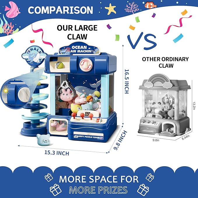 Kids Claw Machine, Arcade Game Toy for Ages 8-13, Candy Vending Toys for Girls and Boys, Electronic Claw Game Machine for Party with Lights Sound, Birthday Gifts for 6 7 9 10 12 Years Old