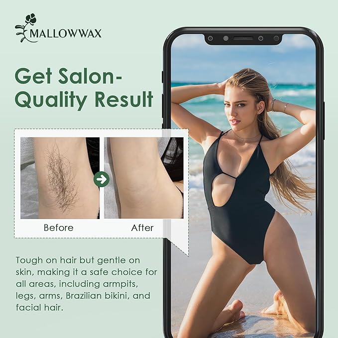 Hard Wax Beads - Wax for Sensitive Skin Hair Removal - Tea Tree Wax Beads for Face, Underarms, Bikini, Legs