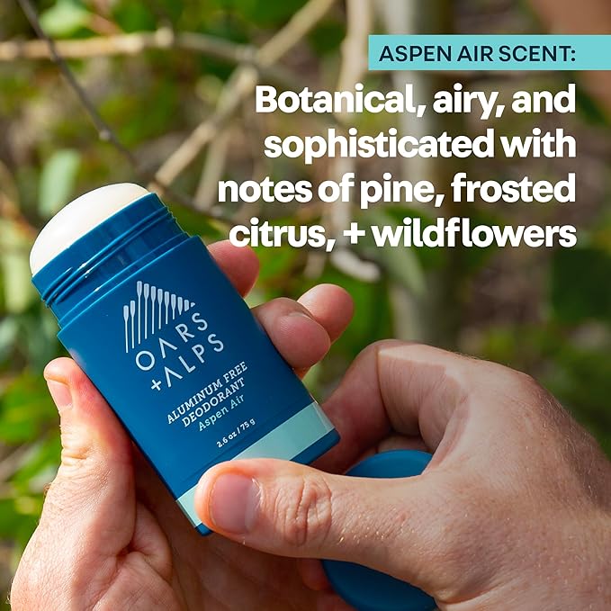 Oars + Alps Deodorant for Men & Women, Aluminum Free Deodorant for Men, Dermatologist Tested, Clean Ingredients, Non Toxic, Vegan, Long Lasting, Odor Protection, Aspen Air, 1pk, 2.6oz