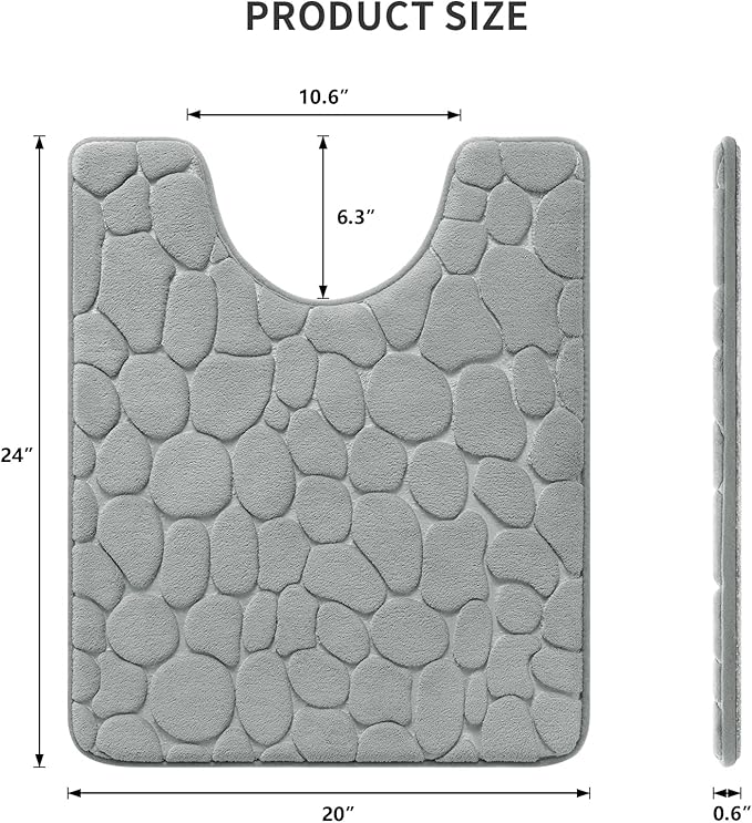 YIHOUSE Memory Foam Bath Mat Cobblestone Bathroom Rugs Super Water Absorbent Bath Mats for Bathroom Machine Washable Bath Rugs(20 x 24,Light Gray)