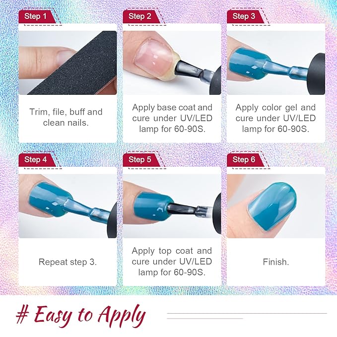 JODSONE 60 PCS Gel Nail Polish Starter Kit With U V Light 55 Kinds Of Color Glitter Gel Polish No Wipe Base And Glossy Matte Top Coat Easy To Apply