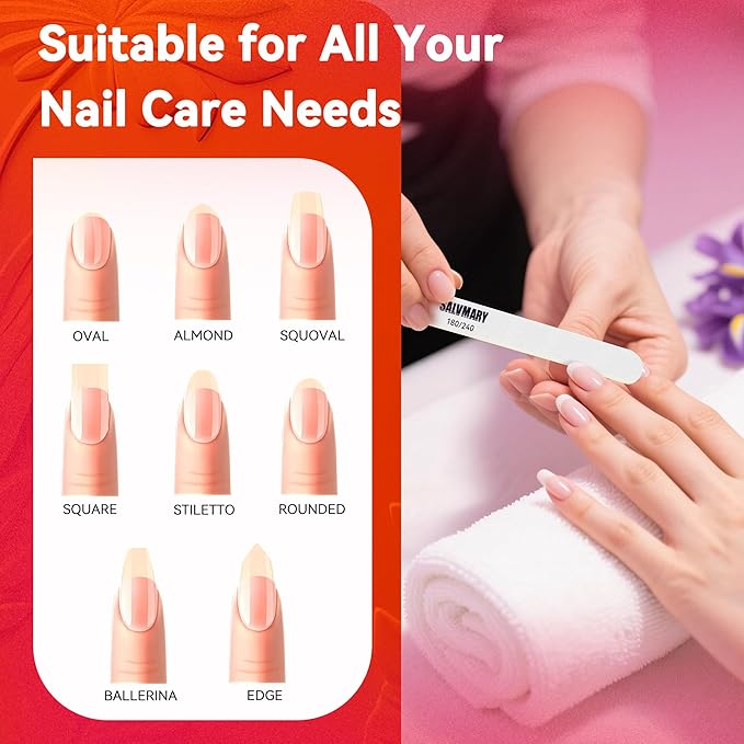 Professional Disposable Small Nail Files 180/240 Grit Double Sided White Emery Boards for Nails Manicure Pedicure Tools 50Pcs