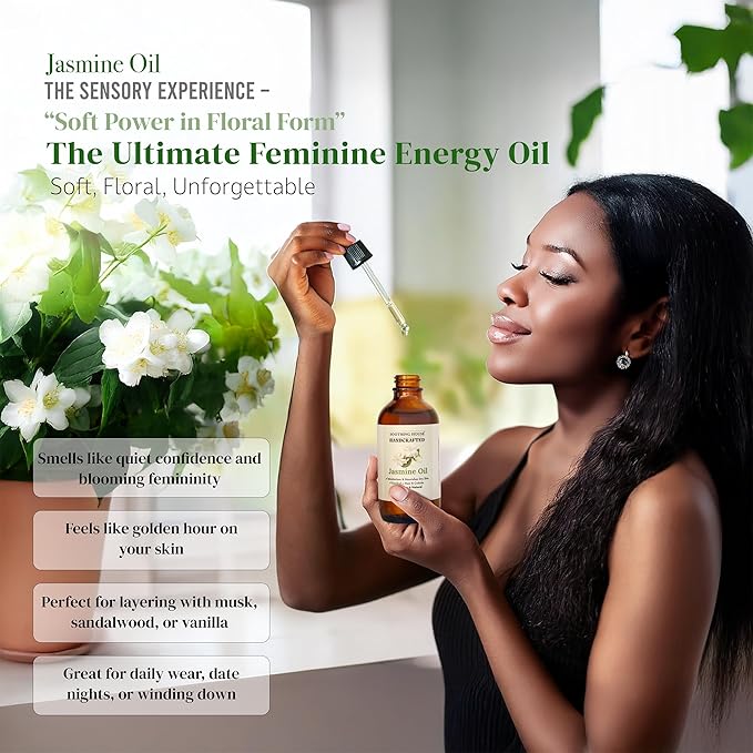 Jasmine Body, Hair & Nail Oil: Nourishing & Fast-Absorbing, Lightweight Glow, with Vitamin E, Jojoba & Sweet Almond, All-Natural, 4 Fl Oz