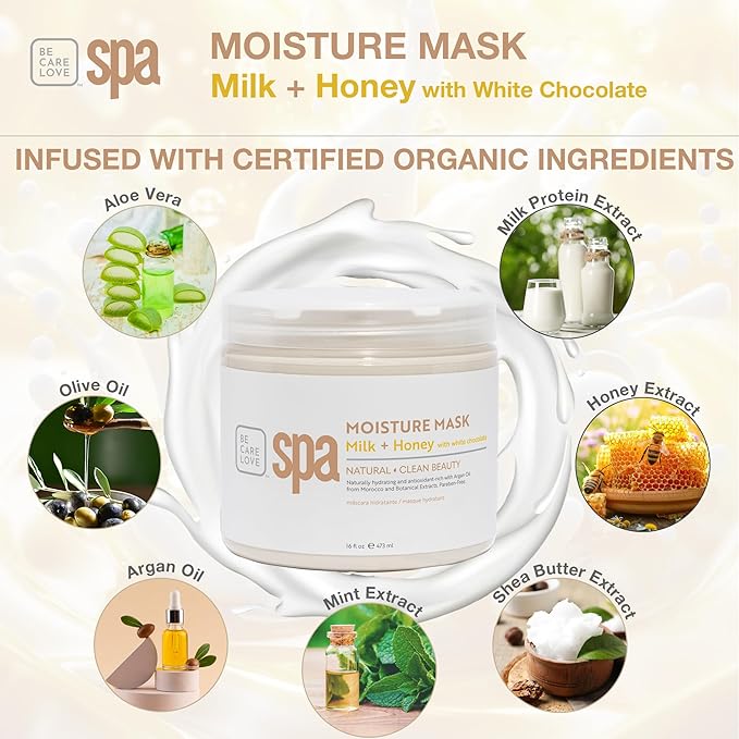 BCL SPA organic Milk and Honey with White Chocolate for hands mask, foot mask, and body mask skin care, self care spa treament for women at home , 16 oz