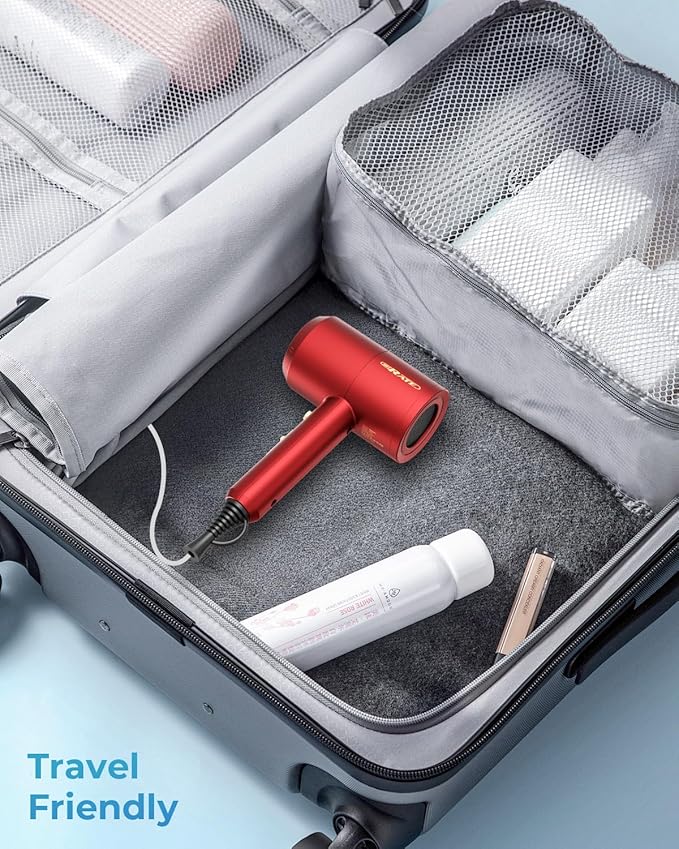 SHRATE Lightweight Ionic Hair Dryer with Diffuser - Powerful 1800W Blow Dryer for Fast Drying - Professional Low Noise Mini Hair Dryer for Travel, Gifts, Hair Styling