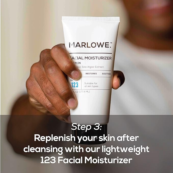 MARLOWE. Best Sellers Kit No. 203, Features Signature No. 102 Original Body Scrub Soap Bar, No. 121 Facial Cleanser & No. 123 Facial Moisturizer, Great Gift for Men