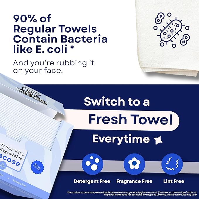 Disposable Face Towels, 50 Ct, 1 Pack, Ultra Soft Facial Dry Wipes, Multi-purpose for Skin Care, Dye-Free, Paraben-Free, Makeup Remover Clean Towel