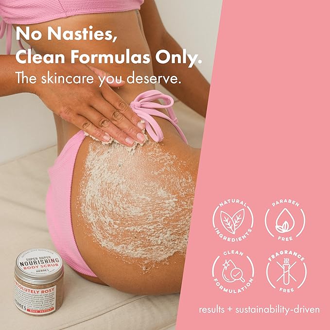 Rose Petal Scrub Foot & Body Exfoliator Infused with Vitamin E and Rose Natural Exfoliating Sugar Body Scrub for Toning Cellulite Skin Care by Handmade Heroes Body Skincare Stocking Stuffers