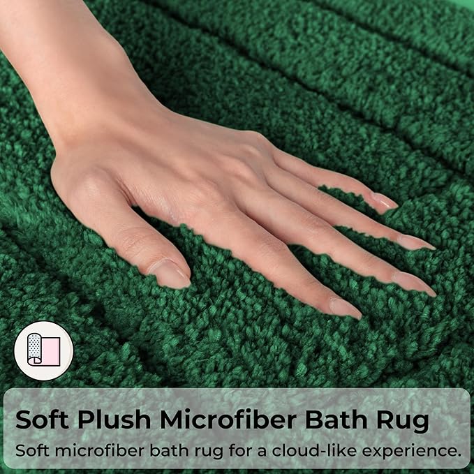 GRANNY SAYS Bathroom Rugs Sets 2 Piece,Soft Bath Mats for Bathroom, Bath Rugs Non Slip Washable, Absorbent Bath Rug for Tub, Shower and Toilet, Bath Mat Set (Dark Green, 20" x 32" + 16" x 24")