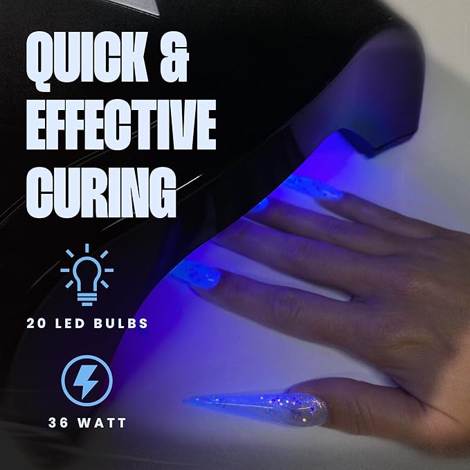 V Beauty Pure Cordless UV Nail Lamp (Black) - 36W Portable UV Light for Gel Nails with Multiple Timer Settings - LED Curing Light Nail Polish Dryer for Professional Nail Art, Salon & Home DIY
