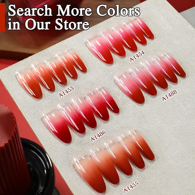 Double Rhythm Burgundy Gel Polish 15ML Pure Sheer Same Color Same Bottle Soak Off Gel Polish Art Manicure Salon DIY at Home for Women (Tan Red-A1455)