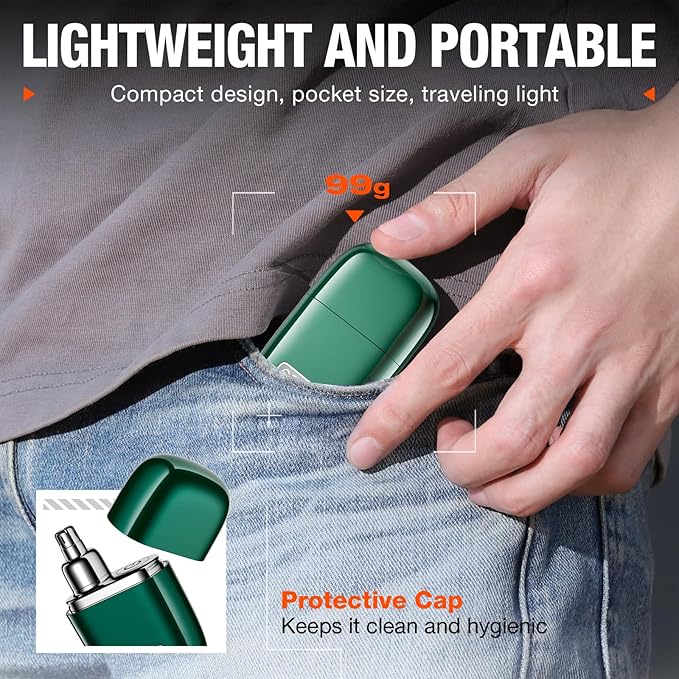 yoose Nose Hair Trimmer 2.0, Alloy Portable Painless Nose Hair Trimmer for Men Women, IPX7 Waterproof, Travel Size, USB-C Rechargeable Nose Trimmer with Dust Protection Cap, Dual Edge Blade, Green