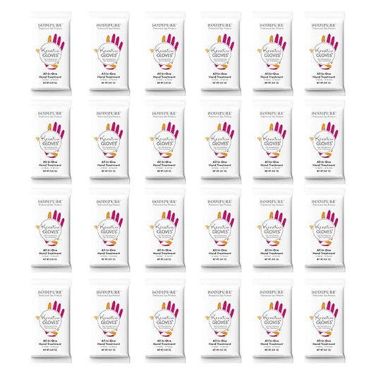 Bodipure All-In-1 Moisturizing Hand Mask Gloves – Keratin & Vitamin E Treatment for Dry Cracked Hands, Deep Hydration Repair Gloves, Strengthen Nails & Soften Cuticles, Spa Hand Care 24 Pairs