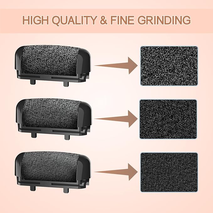 AdamPark Callus Removers 8 Pack Replacement Rollers Heads for Electric Feet File Pedicure Tools, Pedicure Kit Refill Rollers 3 Extra Coarse, 3 Regular Coarse, 2 Fine Coarse Refill Rollers