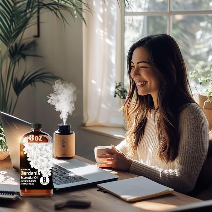 Gardenia Essential Oil, Gardenia Oil 8 Fl Oz 240ML for Diffuser Humidifier Yoga Cleaning DIY Candle Soap Making Perfume Gift for Women Essential Oils