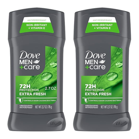 Dove Men+Care Extra Fresh Men's Antiperspirant Deodorant Stick Extra Fresh Twin pack With 72-hour sweat & odor protection with 1/4 Moisturizing Cream & Long-lasting Citrus Scent 2.7 oz