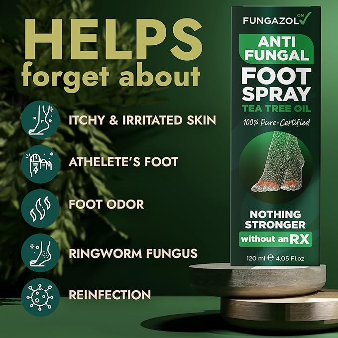 Terramed Just Think Comfort Foot Spray with Tea Tree Oil | Antifungal Treatment for Jock Itch, Nail Fungus & Ringworm | Fast Absorbing & Deep Penetrating Relief | Soothes Itching & Burning | 120ml